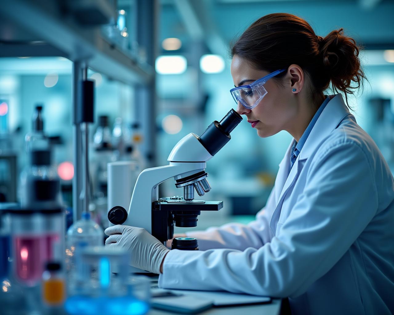 Scienziati al lavoro in un laboratorio di biotecnologia avanzata